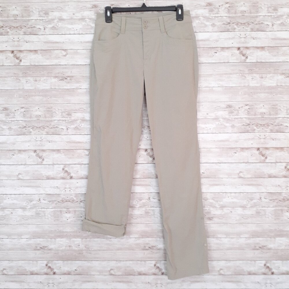 Eddie Bauer Womens Pants Size 6 Stretch Snap Leg Mesh Pockets Beige 95 - Picture 1 of 6